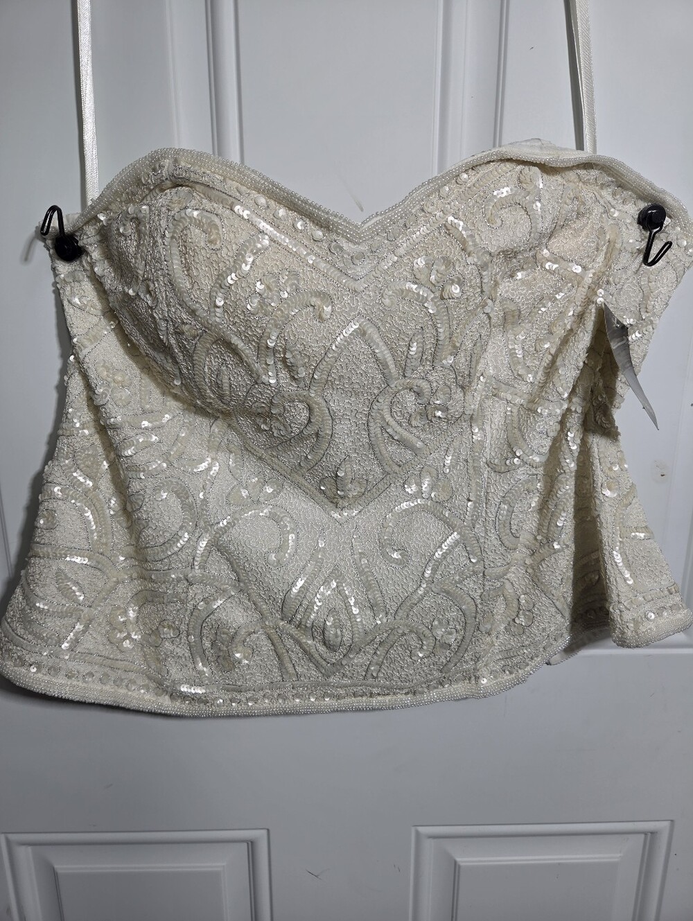 ✨ NWT Lane Bryant Ivory Beaded Sequin Corset Bustier Top 18